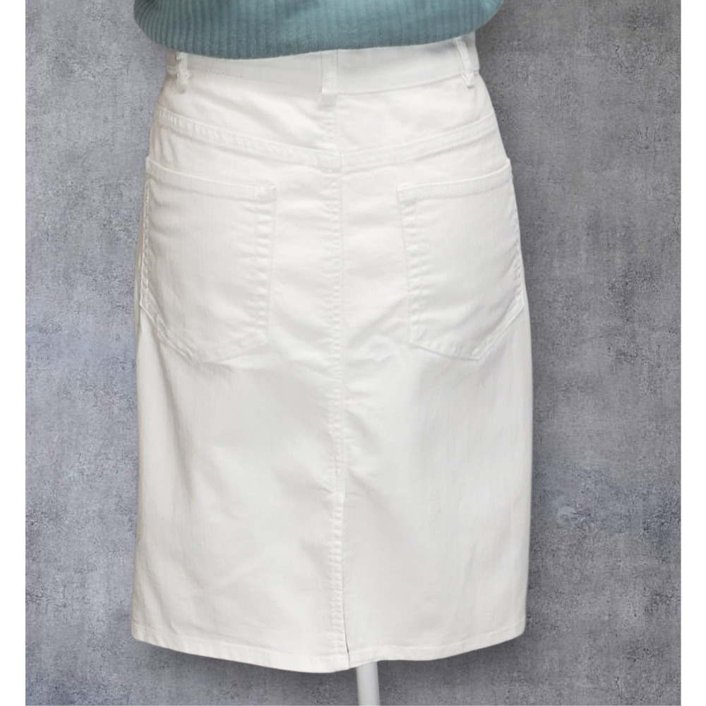 Vintage Jaclyn Smith 2010s White Denim Skirt Women’s 14 Stretch Pockets - Picture 2 of 9